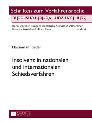 cover image of Insolvenz in nationalen und internationalen Schiedsverfahren